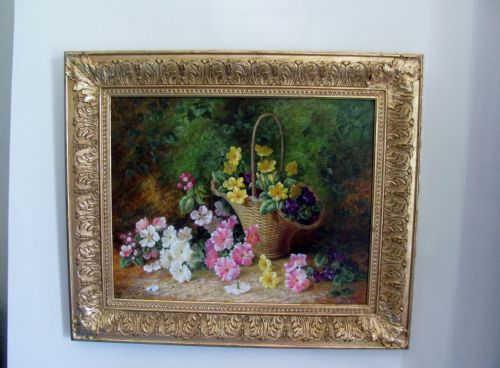 ROBERT CASPERS OIL STILL LIFE FLOWERS PRIMROSES - ADDITIONAL PHOTO 1