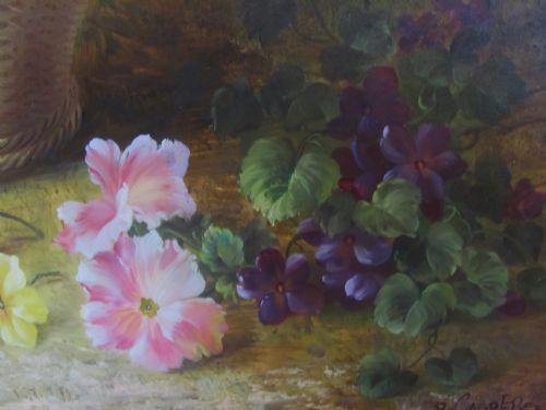 ROBERT CASPERS OIL STILL LIFE FLOWERS PRIMROSES - ADDITIONAL PHOTO 3