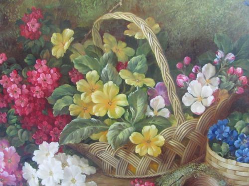 ROBERT CASPERS STILL LIFE OIL FLOWERS PRIMROSES - ADDITIONAL PHOTO 2