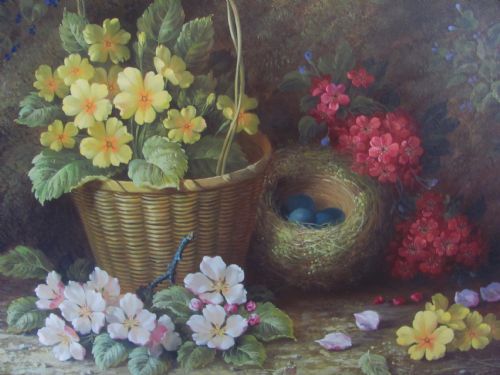 STILL LIFE OIL PAINTING PRIMROSES ROBERT CASPERS - ADDITIONAL PHOTO 7