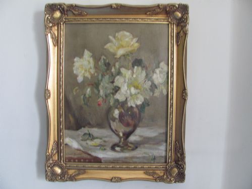 OWEN BOWEN STILL LIFE ROSES OIL - ADDITIONAL PHOTO 1