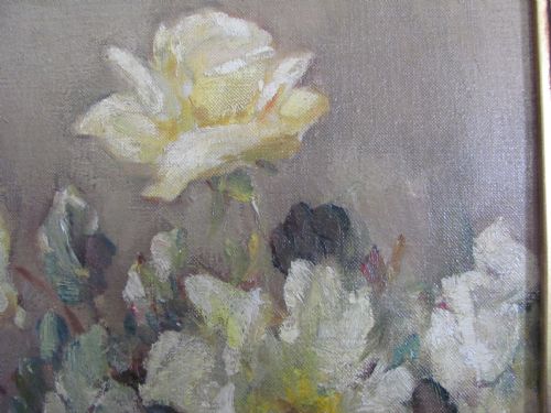 OWEN BOWEN STILL LIFE ROSES OIL - ADDITIONAL PHOTO 2