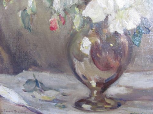 OWEN BOWEN STILL LIFE ROSES OIL - ADDITIONAL PHOTO 3