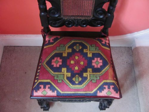 17TH CENTURY STYLE EBONISED CHAIR - ADDITIONAL PHOTO 2