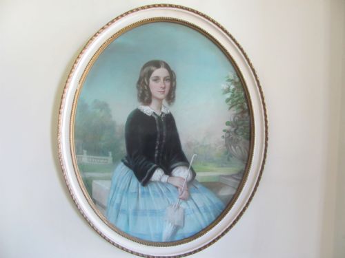 portrait of a young lady prosper guillaume dartiguenave 19th century pastel - CATEGORY: ANTIQUE ART - DATED 19TH CENTURY