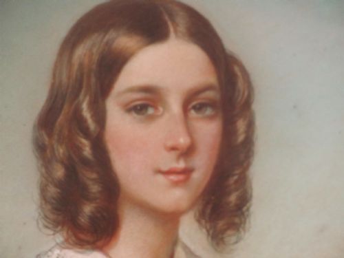 PORTRAIT OF A YOUNG LADY PROSPER GUILLAUME DARTIGUENAVE 19TH CENTURY PASTEL - ADDITIONAL PHOTO 1