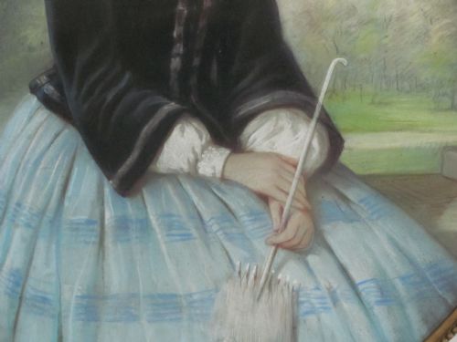 PORTRAIT OF A YOUNG LADY PROSPER GUILLAUME DARTIGUENAVE 19TH CENTURY PASTEL - ADDITIONAL PHOTO 2