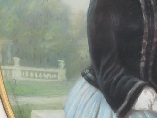 PORTRAIT OF A YOUNG LADY PROSPER GUILLAUME DARTIGUENAVE 19TH CENTURY PASTEL - ADDITIONAL PHOTO 3