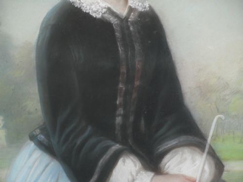 PORTRAIT OF A YOUNG LADY PROSPER GUILLAUME DARTIGUENAVE 19TH CENTURY PASTEL - ADDITIONAL PHOTO 4