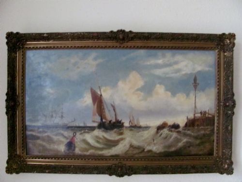 arthur joseph meadows seascape oil off calais - CATEGORY: ANTIQUE ART - DATED 19TH CENTURY