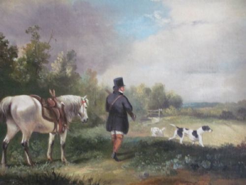 GENTLEMAN HORSEDOGS SHOOTINGHUNTING COUNTRY SCENE FOLLOWER JULIUS CAESER IBBETSON - ADDITIONAL PHOTO 1