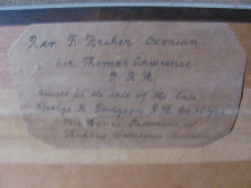 19TH CENTURY PORTRAIT ATTRIBUTED TO SIR THOMAS LAWRENCE OF THE REV F ARCHER - ADDITIONAL PHOTO 4