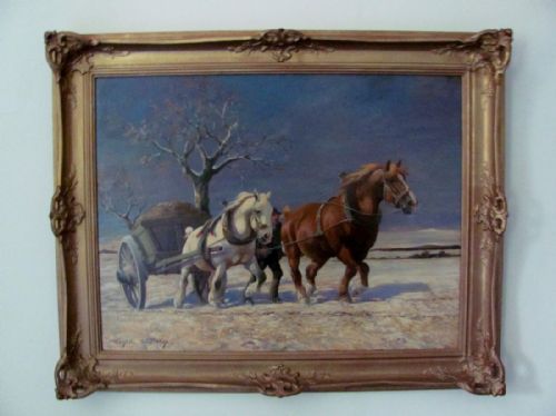 WINTER LANDSCAPE WITH HORSES DRAWING A CART BY WILHELM WESTEROP - ADDITIONAL PHOTO 6