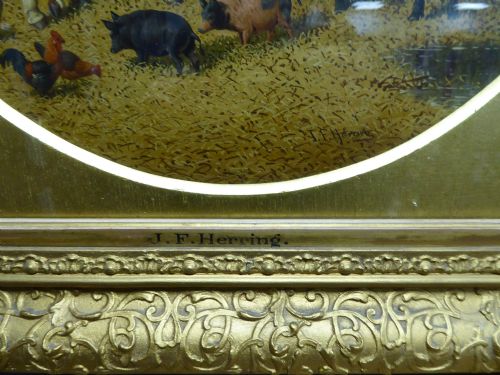 19TH CENTURY LANDSCAPE PAINTING J F HERRING JRHORSESPIGSPOULTRY - ADDITIONAL PHOTO 1