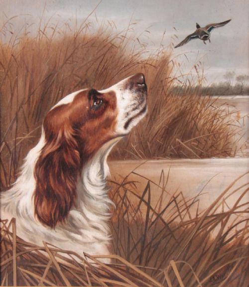 JOHN ALFRED WHEELER SPRINGER SPANIEL DOG LANDSCAPE OIL - ADDITIONAL PHOTO 6