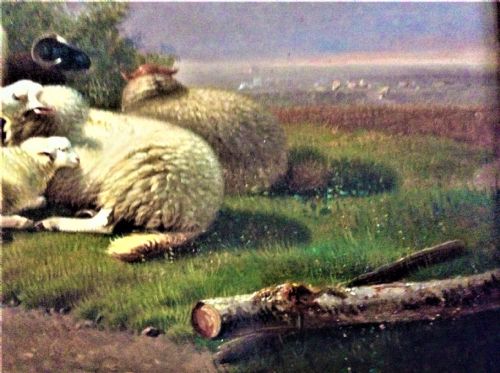 19TH CENTURY LANDSCAPE OF SHEEP AND POULTRY IN A MEADOW JACOB VAN DIEGHEM OLD MASTER - ADDITIONAL PHOTO 3