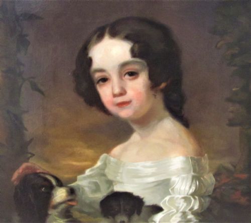19TH CENTURY PORTRAIT AFTER SIR WILLIAM BEECHEY OF A GIRL TWO DOGS - ADDITIONAL PHOTO 1