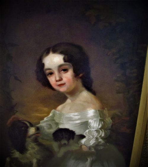 19TH CENTURY PORTRAIT AFTER SIR WILLIAM BEECHEY OF A GIRL TWO DOGS - ADDITIONAL PHOTO 7