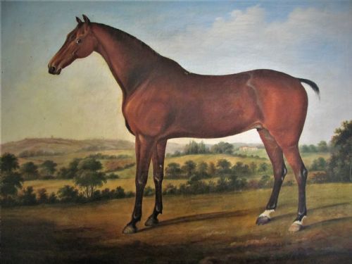 Horse in Landscape Circle George Stubbs 18th Century Oil, Old Master