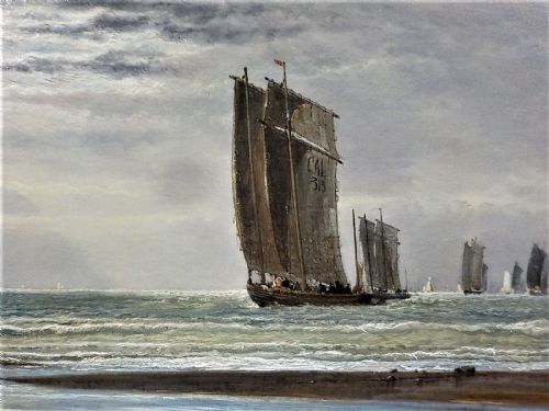 ARTHUR JOSEPH MEADOWS 19TH CENTURY SEASCAPE OFF CALAIS - ADDITIONAL PHOTO 1