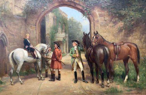 JOHN SANDERSON WELLS OIL HORSESHORSE RIDING COUNTRY SCENE - ADDITIONAL PHOTO 2