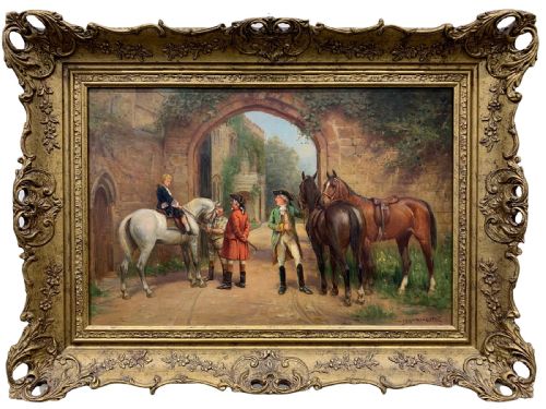 JOHN SANDERSON WELLS OIL HORSESHORSE RIDING COUNTRY SCENE - ADDITIONAL PHOTO 3