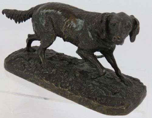 19TH CENTURY BRONZE ANIMALIER SCULPTURE OF A SETTER DOG BY PIERRE JULES MEME - ADDITIONAL PHOTO 1