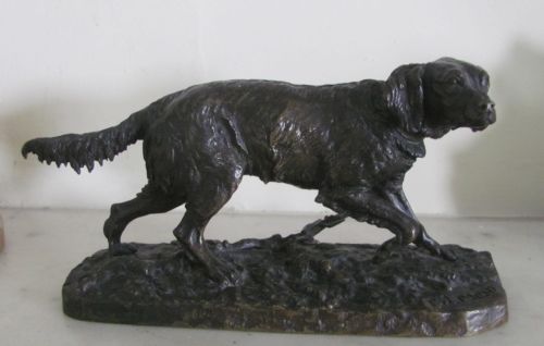 19th century bronze animalier sculpture of a setter dog by pierre jules meme - CATEGORY: ANTIQUE SCULPTURES - DATED 19TH CENTURY