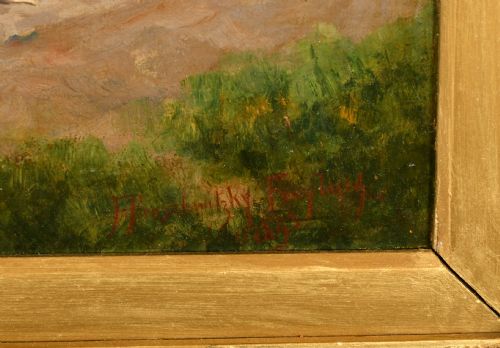 19TH CENTURY LANDSCAPE HORSEDOGSHUNTING SCENE OIL FRANK PROSCHWITZRY FREYBURG - ADDITIONAL PHOTO 1