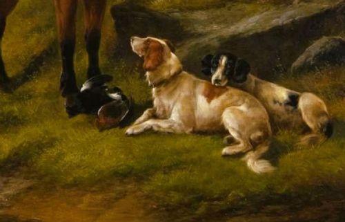19TH CENTURY OILHIGHLAND SCENE HORSE AND DOGS JOHN GIFFORD - ADDITIONAL PHOTO 2