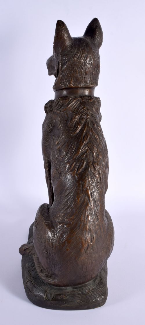 FRENCH TERRACOTTA DOG ALSATION SIGNED FOUCHER - ADDITIONAL PHOTO 3