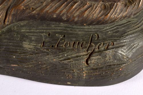 FRENCH TERRACOTTA DOG ALSATION SIGNED FOUCHER - ADDITIONAL PHOTO 4