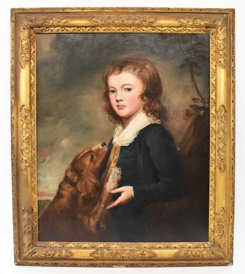 GEORGE ROMNEYAFTER19TH CENTURY PORTRAIT THE HONREVEREND ANCHITEL GREY AS A BOY WITH DOG - ADDITIONAL PHOTO 1