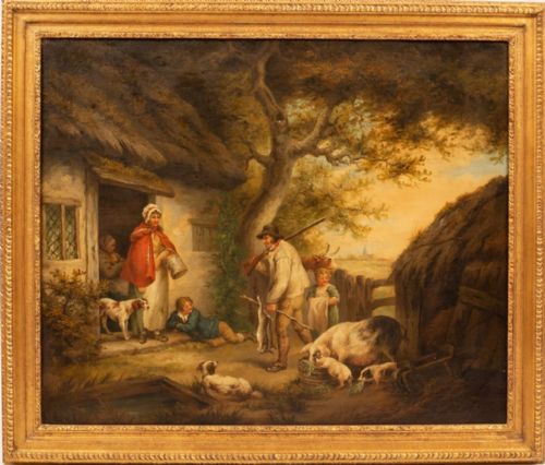 GEORGE MORLANDFOLLOWERLANDSCAPE OILCOUNTRY SCENEDOGSPIGSCOTTAGE - ADDITIONAL PHOTO 2