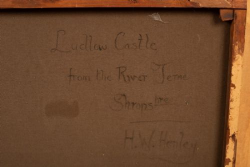 LUDLOW CASTLEFROM THE RIVER TEMESHROPSHIRELANDSCAPE OIL HENRY W HENLEY - ADDITIONAL PHOTO 2