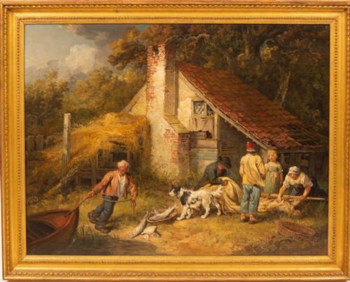 JAMES WARD LANDSCAPE OIL BRINGING IN THE CATCH COUNTRY SCENE - ADDITIONAL PHOTO 1