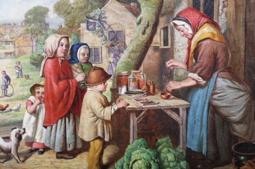 HENRY CHARLES BRYANT 19TH CENTURY OILGENRE SCENECHILDREN AT FAIR - ADDITIONAL PHOTO 1