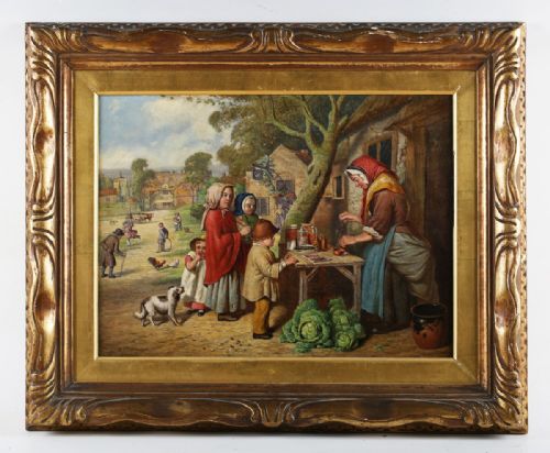 HENRY CHARLES BRYANT 19TH CENTURY OILGENRE SCENECHILDREN AT FAIR - ADDITIONAL PHOTO 4