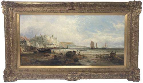 HASTINGS CASTLE FROM THE BEACH OIL PAINTING WILLIAM EDWARD WEBB - ADDITIONAL PHOTO 1