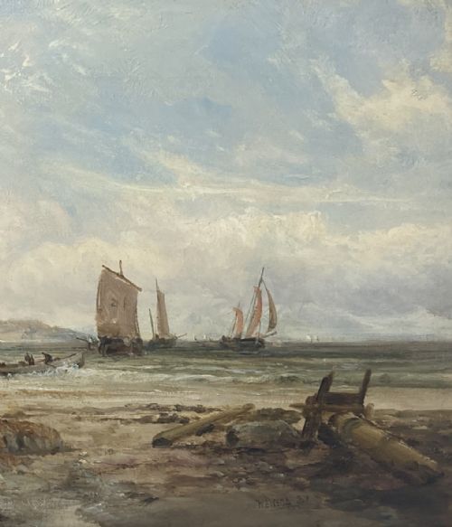 HASTINGS CASTLE FROM THE BEACH OIL PAINTING WILLIAM EDWARD WEBB - ADDITIONAL PHOTO 4