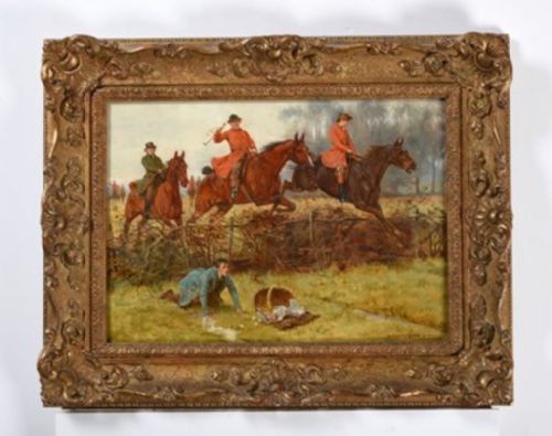 GEORGE GOODWIN KILBURNE LANDSCAPE HORSEEQUINE HUNTING SCENE 19TH CENTURY OIL PAINTING - ADDITIONAL PHOTO 2
