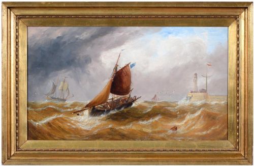 SOUTH PIER SUNDERLAND 19TH CENTURY OIL JOHN CALLOW - ADDITIONAL PHOTO 1