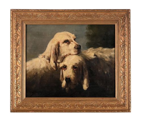 PORTRAIT OF 2 DOGS GRAND GRIFFON VENDEN HUNTING DOGS BY JULES CHARDIGNY - ADDITIONAL PHOTO 1