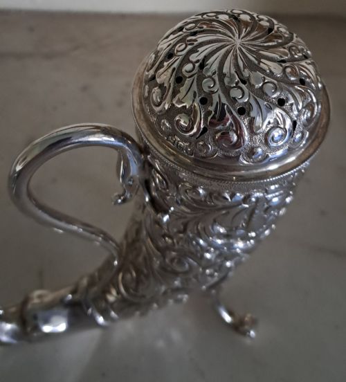 VICTORIAN CORNUCOPIA SUGAR CASTERSIFTER HORACE WOODWARD CO LTD LONDON 1898 - ADDITIONAL PHOTO 1
