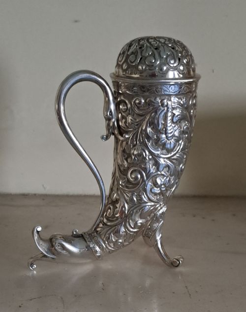 VICTORIAN CORNUCOPIA SUGAR CASTERSIFTER HORACE WOODWARD CO LTD LONDON 1898 - ADDITIONAL PHOTO 3
