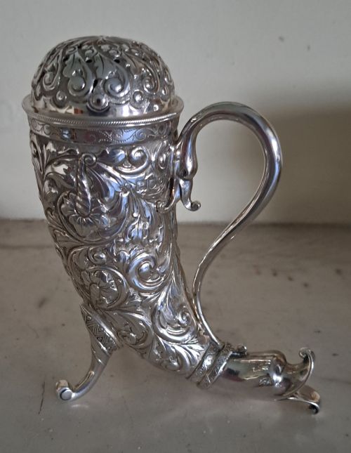 VICTORIAN CORNUCOPIA SUGAR CASTERSIFTER HORACE WOODWARD CO LTD LONDON 1898 - ADDITIONAL PHOTO 7