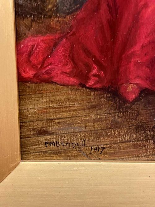 CARDINAL AT TABLE OIL PAINTING FRANK MOSS BENNETT - ADDITIONAL PHOTO 3