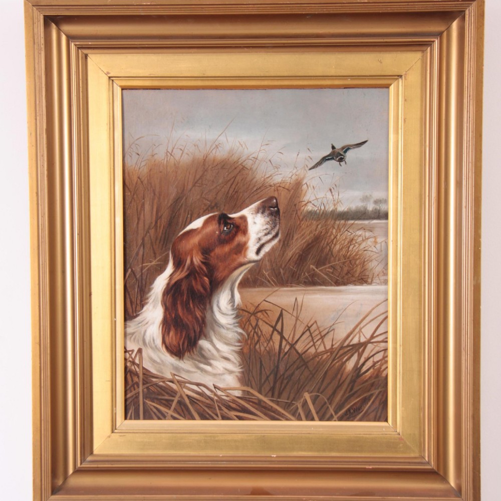  John Alfred Wheeler Springer Spaniel dog, landscape oil  View III