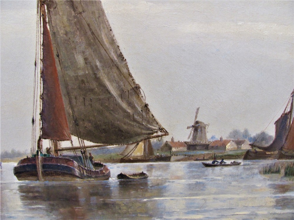  19th century seascape oil 'Near Dortrecht Holland' Frederick James Aldridge View II