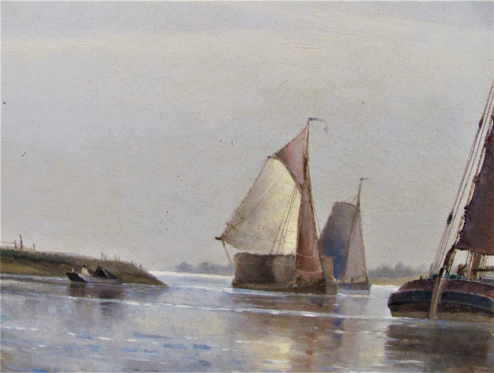  19th century seascape oil 'Near Dortrecht Holland' Frederick James Aldridge View III